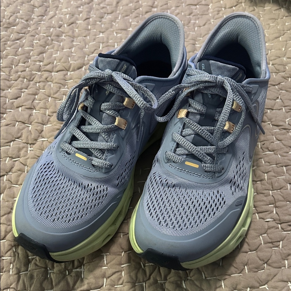 Blue Skechers Slip Ins Athletic Sneakers with Lime Green Soles
